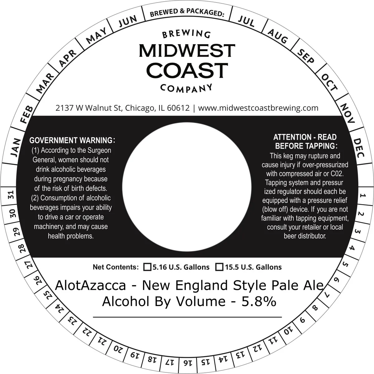 Alotazacca New England Style Pale Ale — full label as filed with TTB