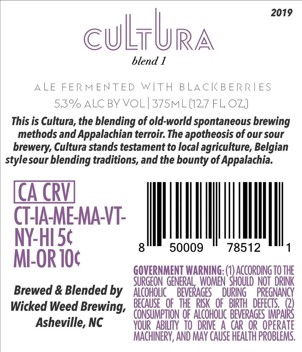 Cultura Blend 1 — full label as filed with TTB