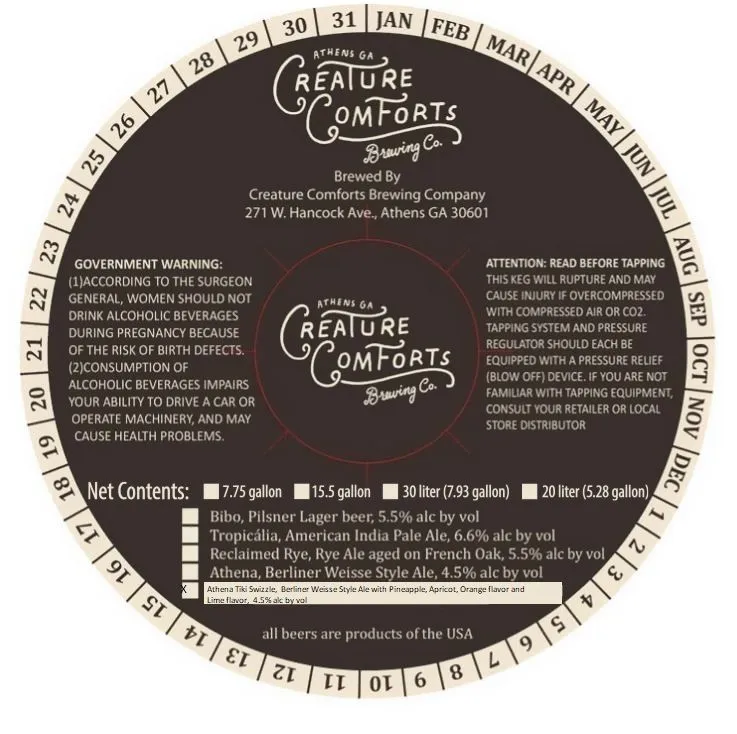 Athena Tiki Swizzle — full label as filed with TTB