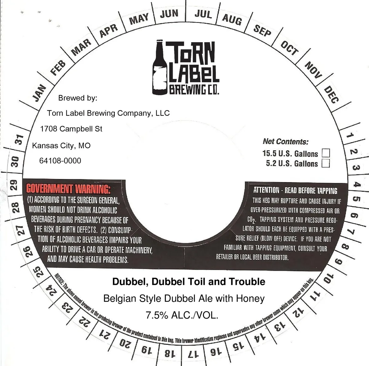 Dubbel, Dubbel Toil and Trouble — full label as filed with TTB