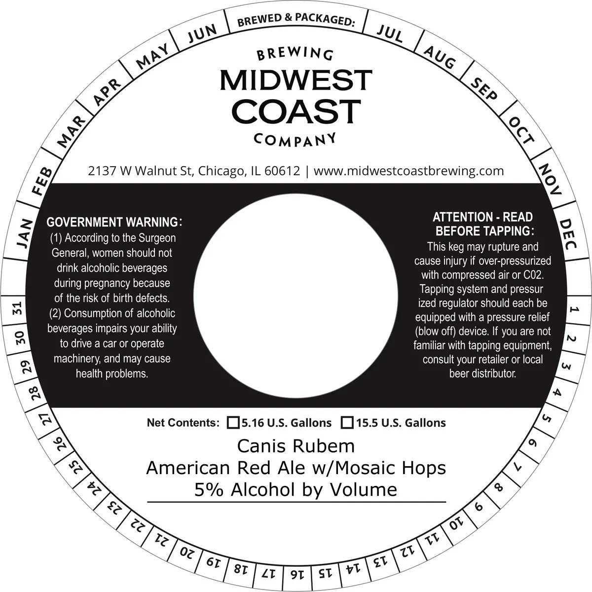 Canis Rubem American Red Ale with Mosaic Hops — full label as filed with TTB