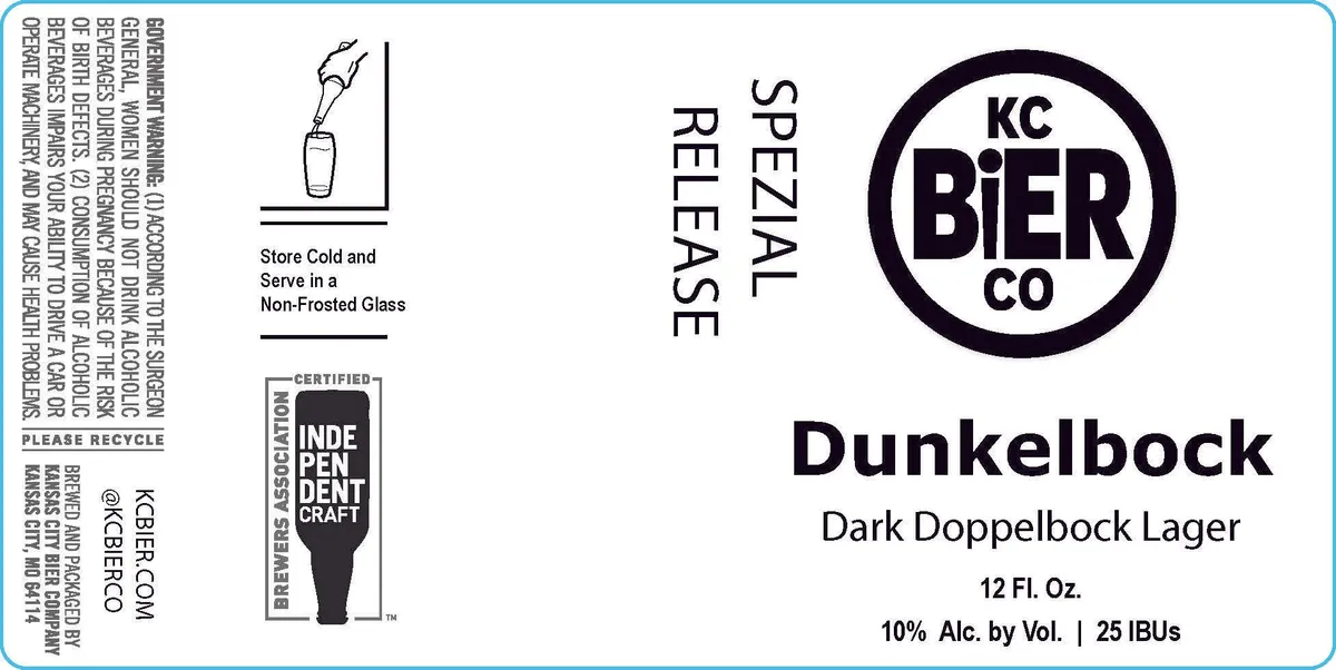 Dunkelbock — full label as filed with TTB