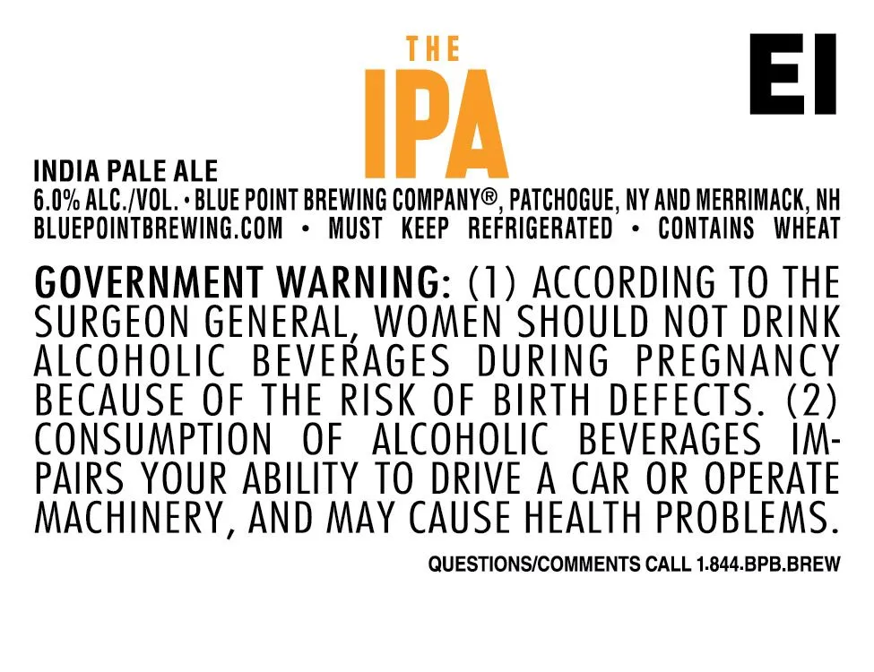 The IPA — full label as filed with TTB