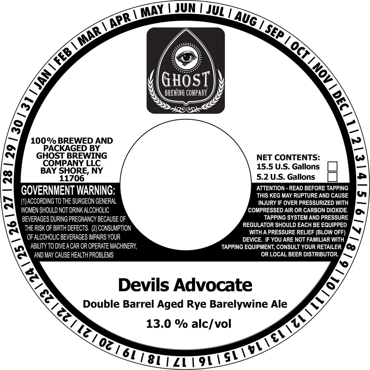 Devils Advocate Double Barrel Aged Rye Barelywine Ale — full label as filed with TTB