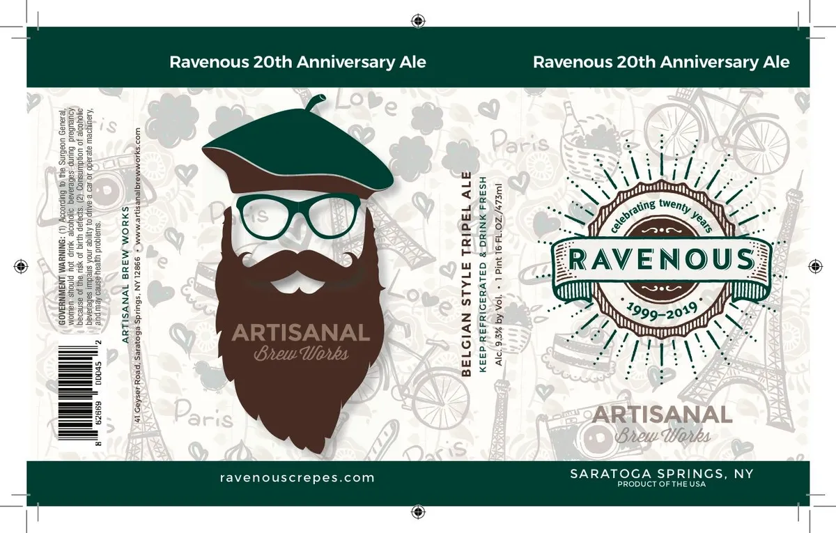 Ravenous 20th Anniversary Ale — full label as filed with TTB