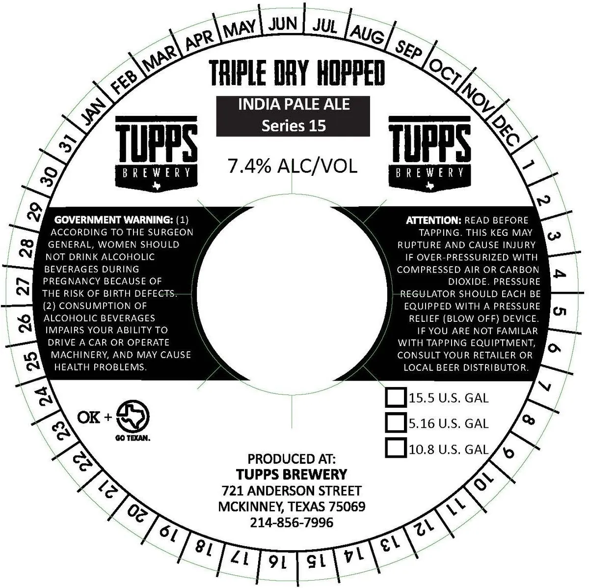 Triple Dry Hopped India Pale Ale Series 15 — full label as filed with TTB