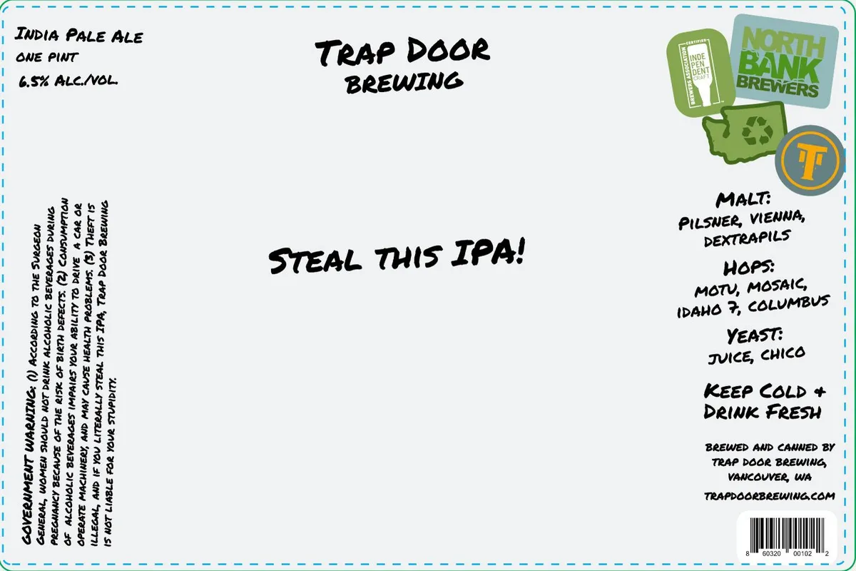 Steal This IPA! — full label as filed with TTB
