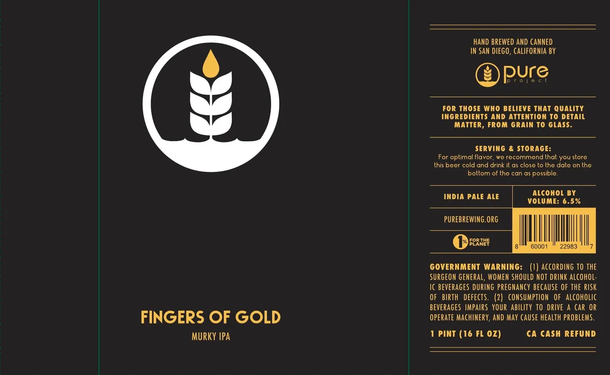 Fingers of Gold — full label as filed with TTB