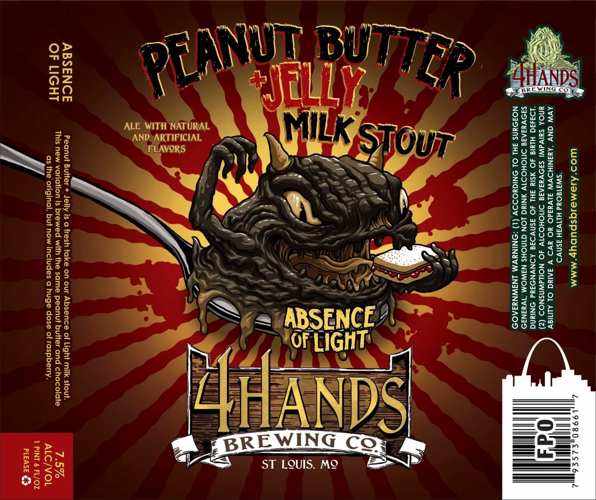 Peanut Butter + Jelly Milk Stout, Absence of Light — full label as filed with TTB