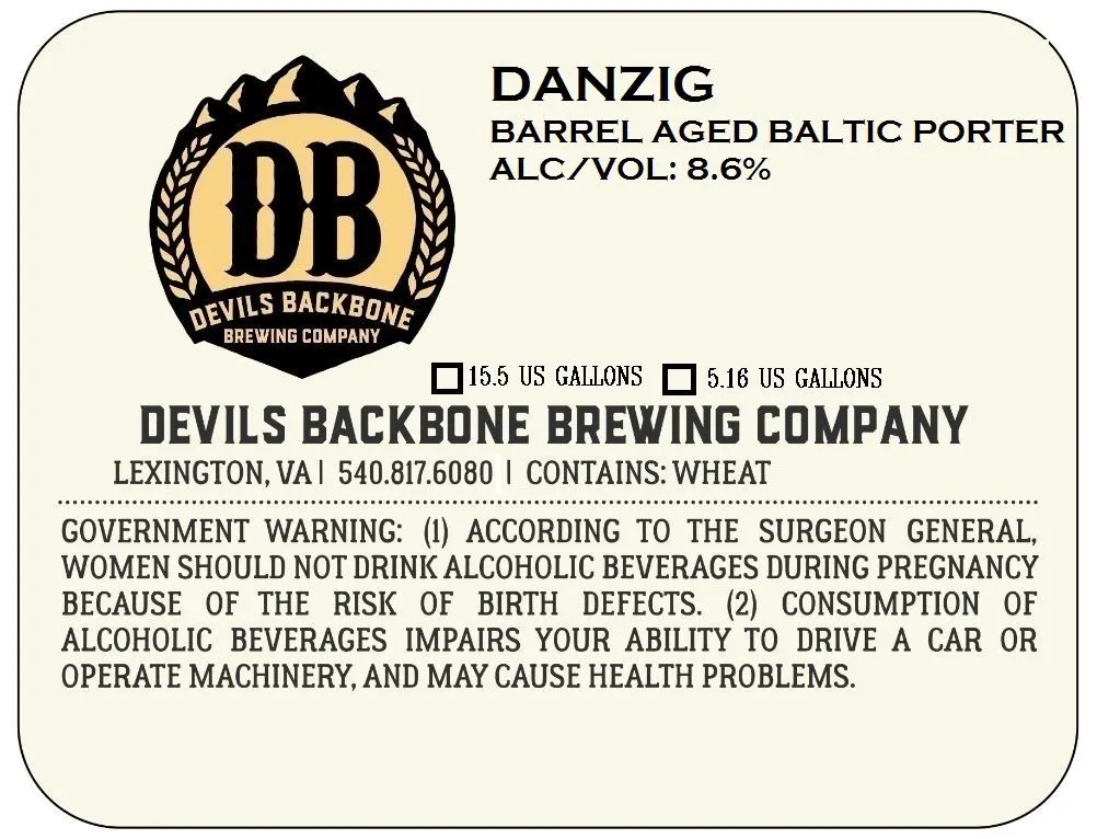 Danzig — full label as filed with TTB
