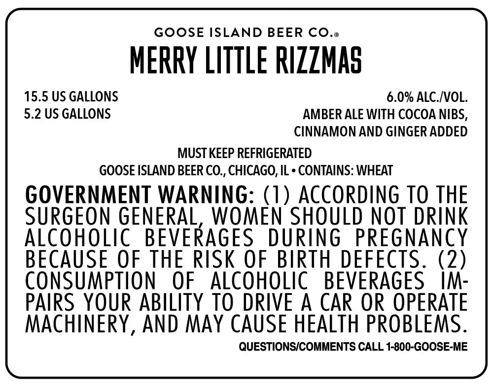 Merry Little Rizzmas — full label as filed with TTB