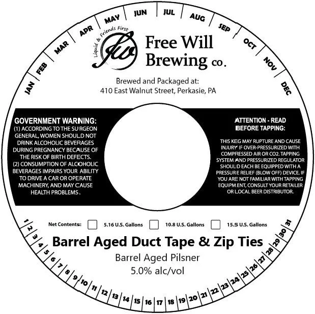 Barrel Aged Duct Tape & Zip Ties — full label as filed with TTB