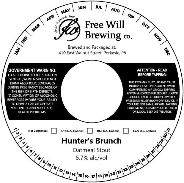 Hunter's Brunch — full label as filed with TTB