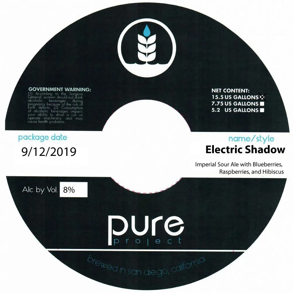 Electric Shadow — full label as filed with TTB