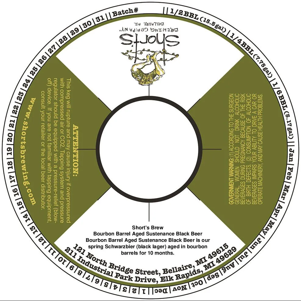 Bourbon Barrel Aged Sustenance Black Beer — full label as filed with TTB