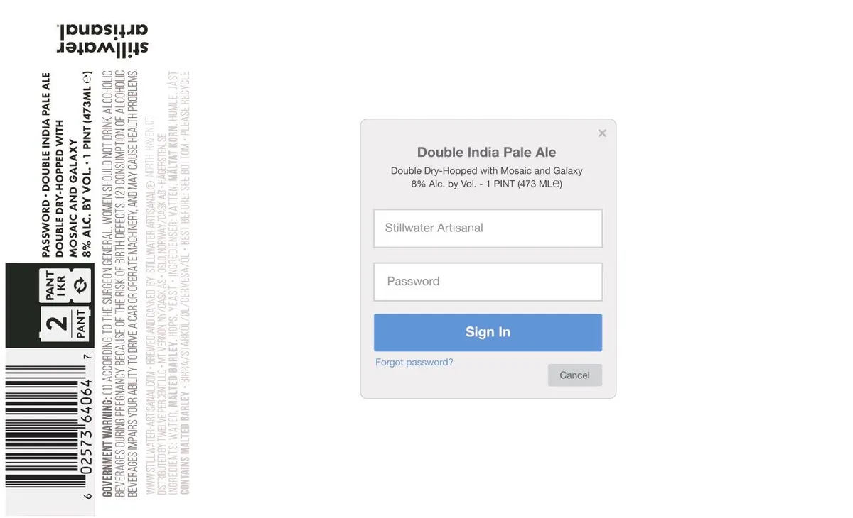 Password — full label as filed with TTB