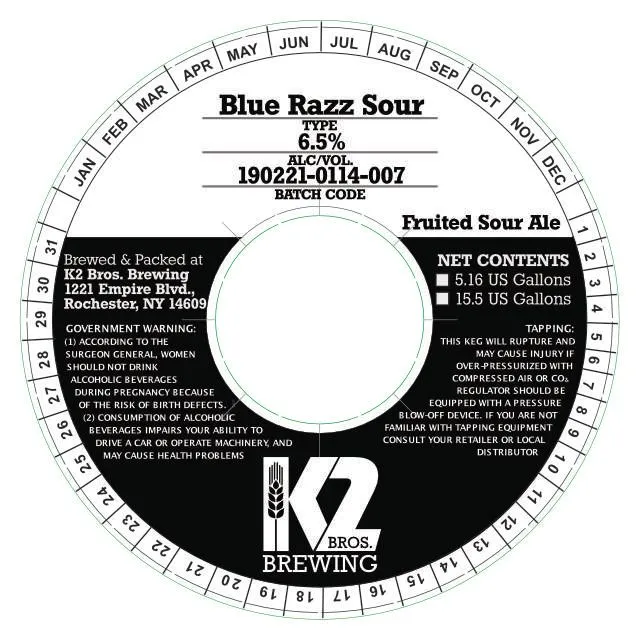 Blue Razz Sour — full label as filed with TTB