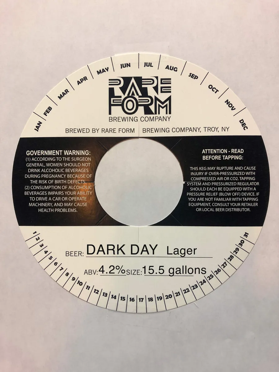 Dark Day Lager — full label as filed with TTB