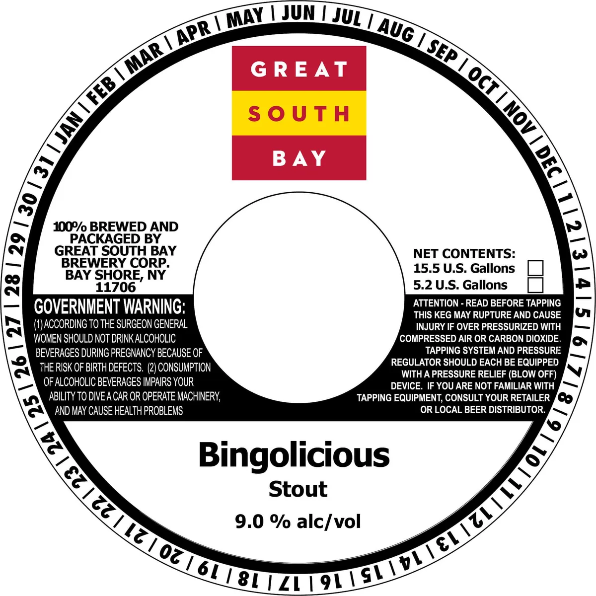 Bingolicious Stout — full label as filed with TTB