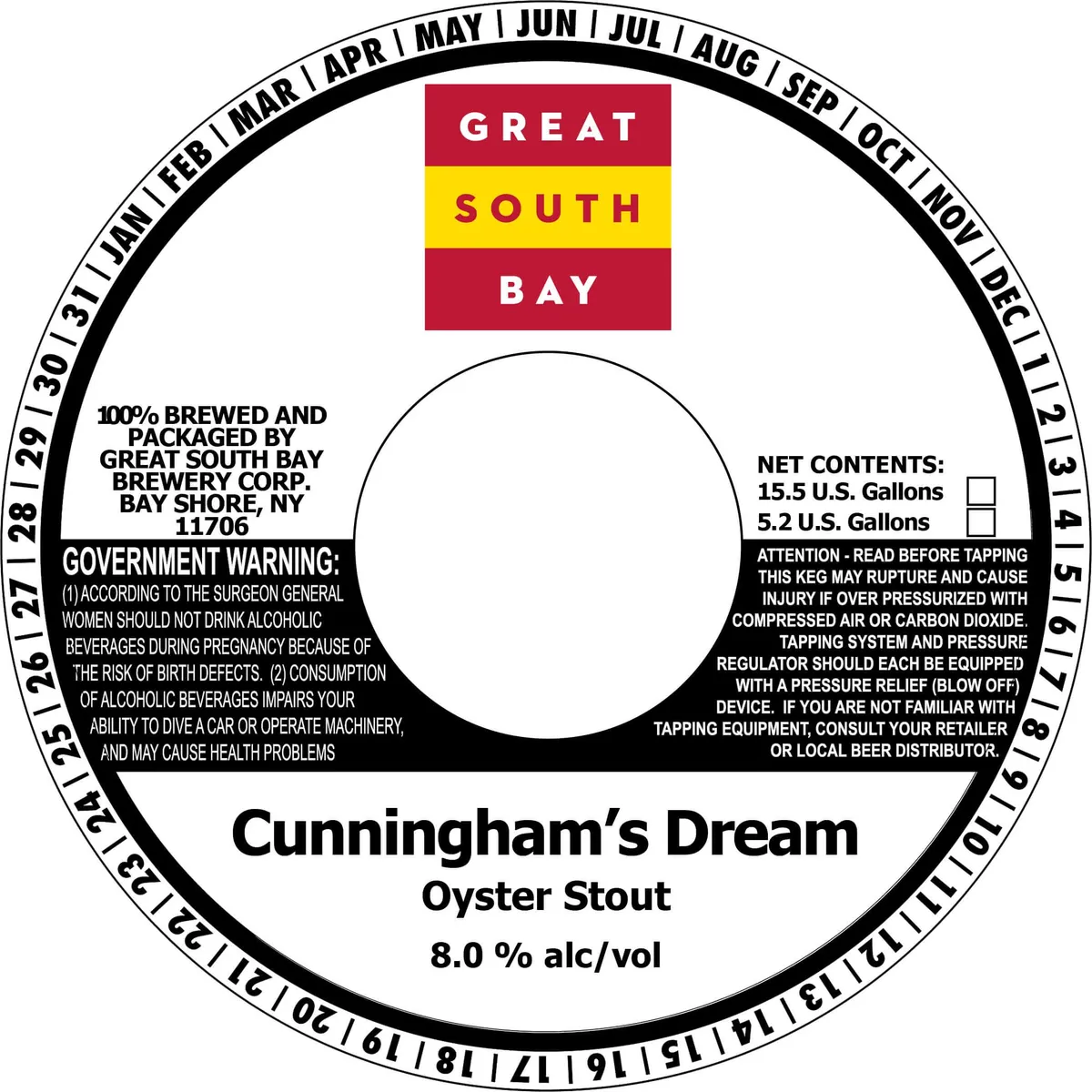 Cunningham's Dream Oyster Stout — full label as filed with TTB