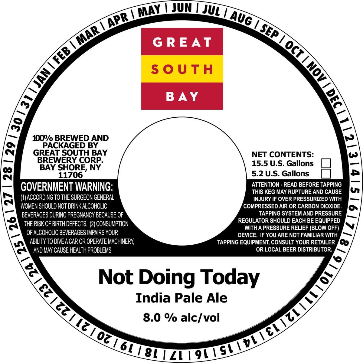 Not Doing Today India Pale Ale — full label as filed with TTB