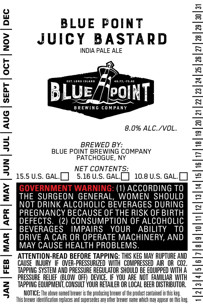 Juicy Bastard — full label as filed with TTB