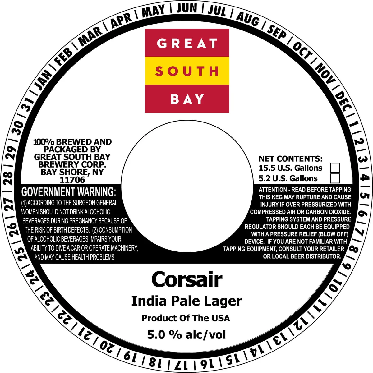 Corsair India Pale Lager — full label as filed with TTB