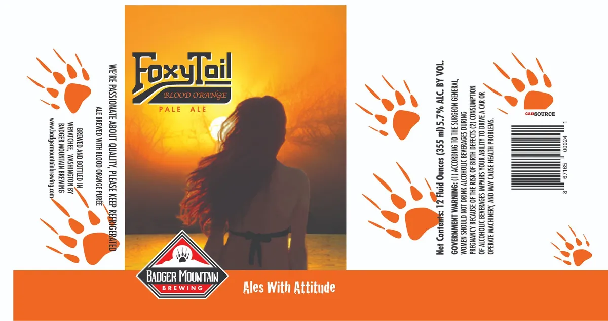 Foxy Tail Blood Orange Pale Ale — full label as filed with TTB