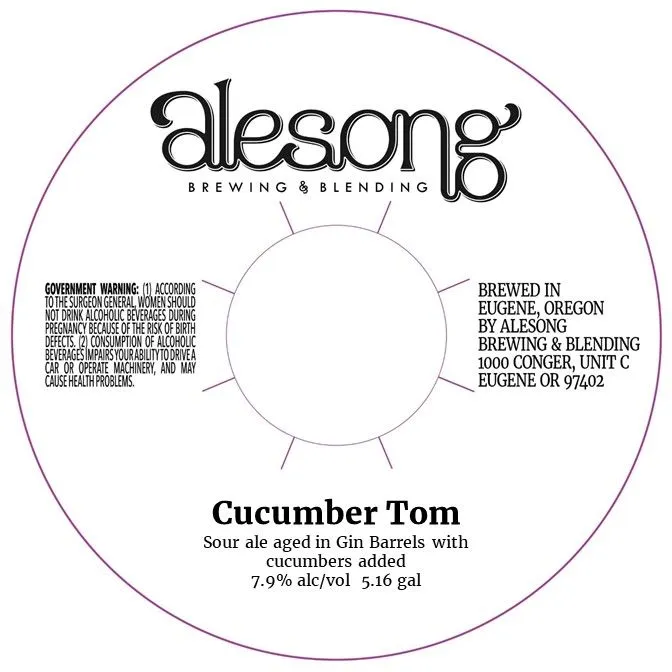 Cucumber Tom — full label as filed with TTB