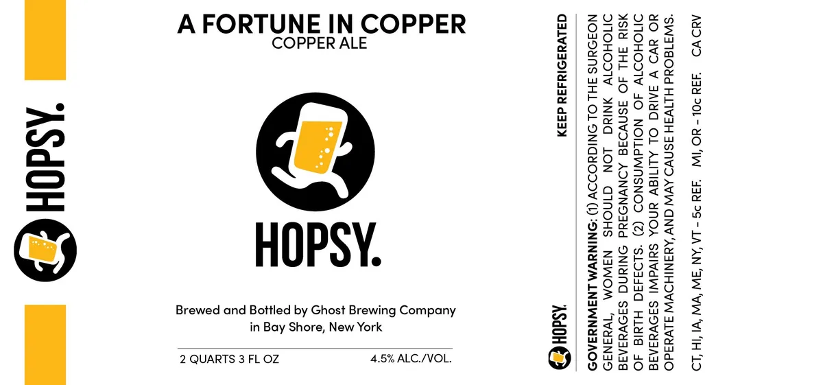 Hopsy. a Fortune in Copper Copper Ale — full label as filed with TTB