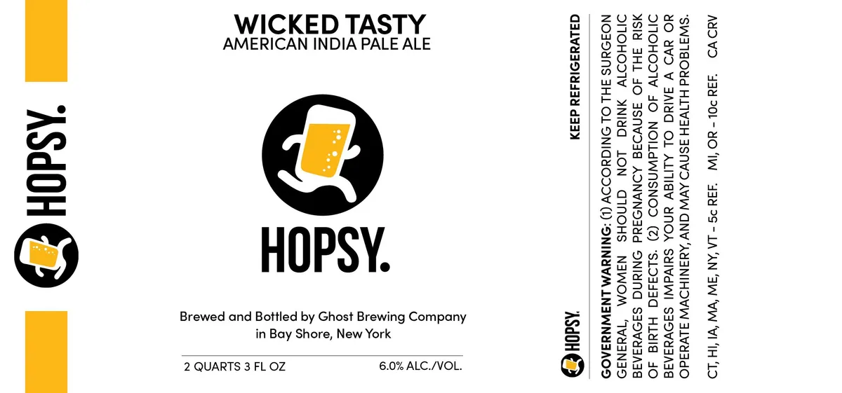 Hopsy. Wicked Tasty American India Pale Ale — full label as filed with TTB