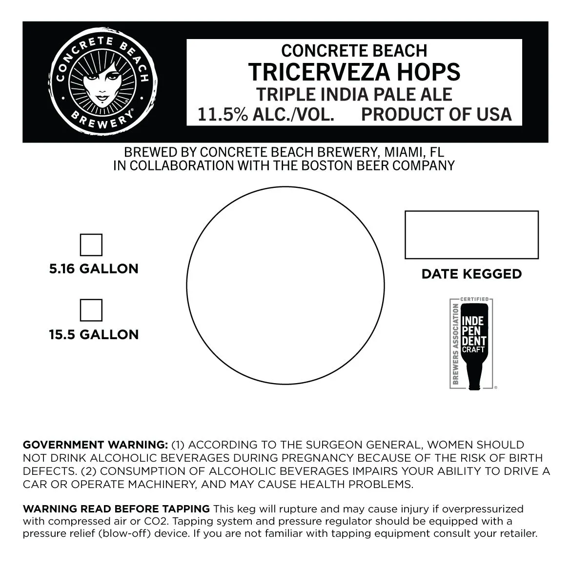 Tricerveza Hops — full label as filed with TTB