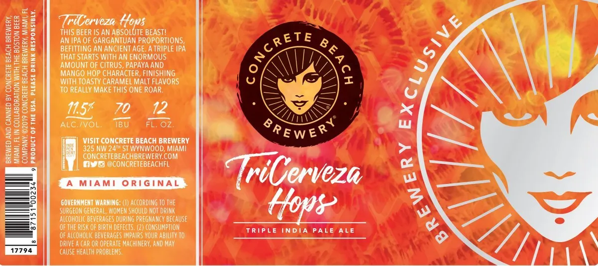 TriCerveza Hops — full label as filed with TTB