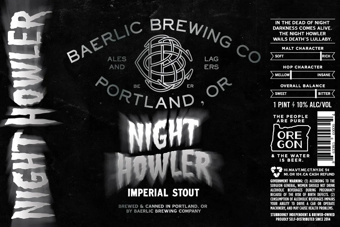 Night Howler Imperial Stout — full label as filed with TTB