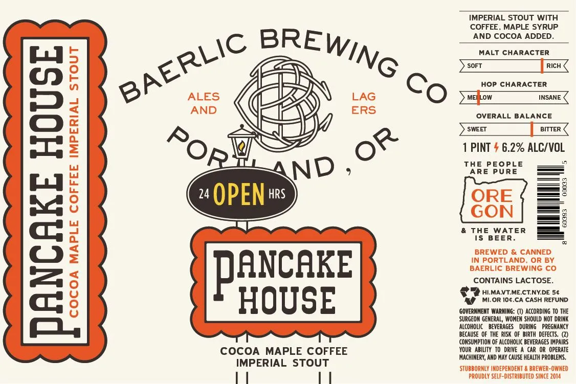 Pancake House Cocoa Maple Coffee Imperial Stout — full label as filed with TTB