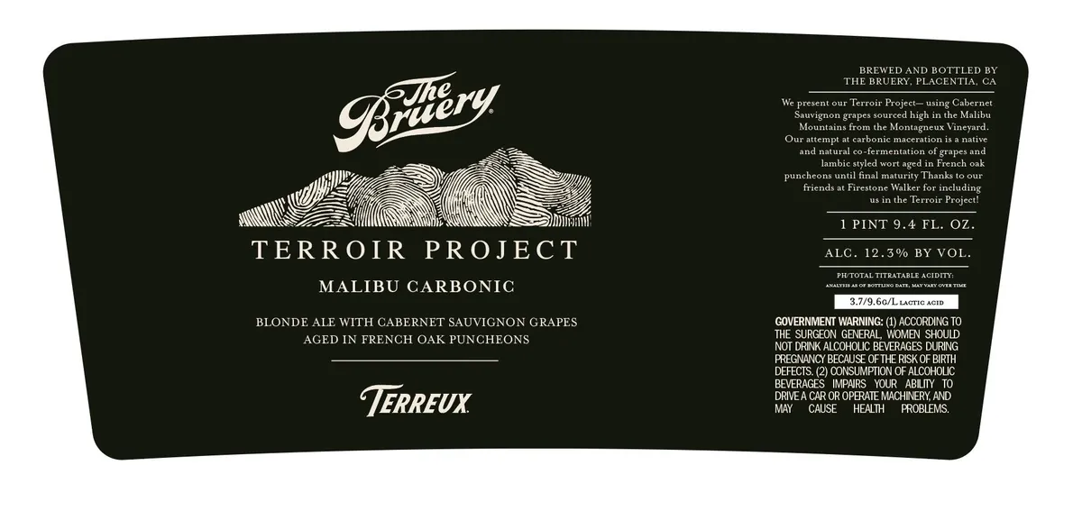 Terroir Project Malibu Carbonic — full label as filed with TTB