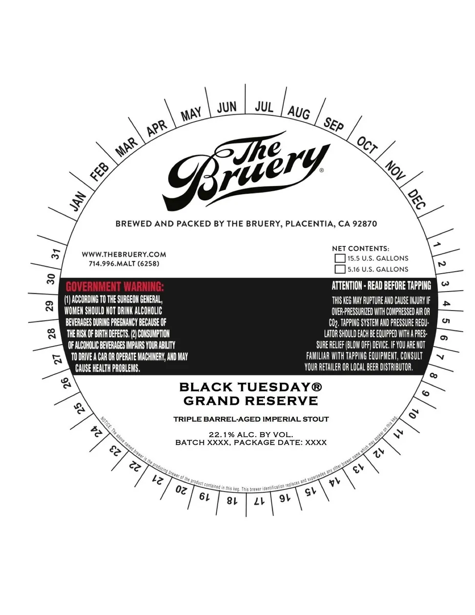 Black Tuesday Grand Reserve — full label as filed with TTB