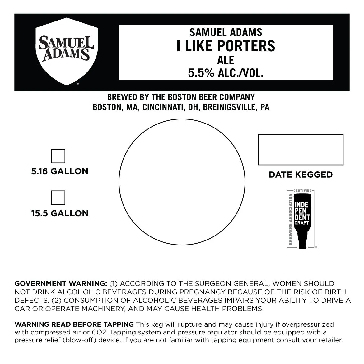 I Like Porters — full label as filed with TTB