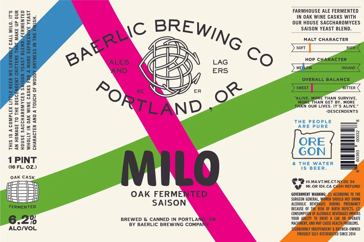 Milo Oak Fermented Saison — full label as filed with TTB