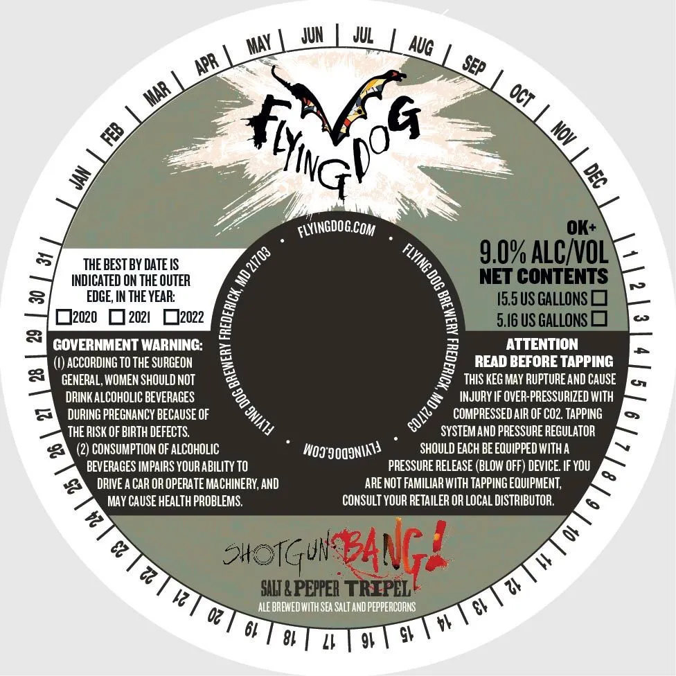 Shotgun Bang! Salt & Pepper Tripel — full label as filed with TTB