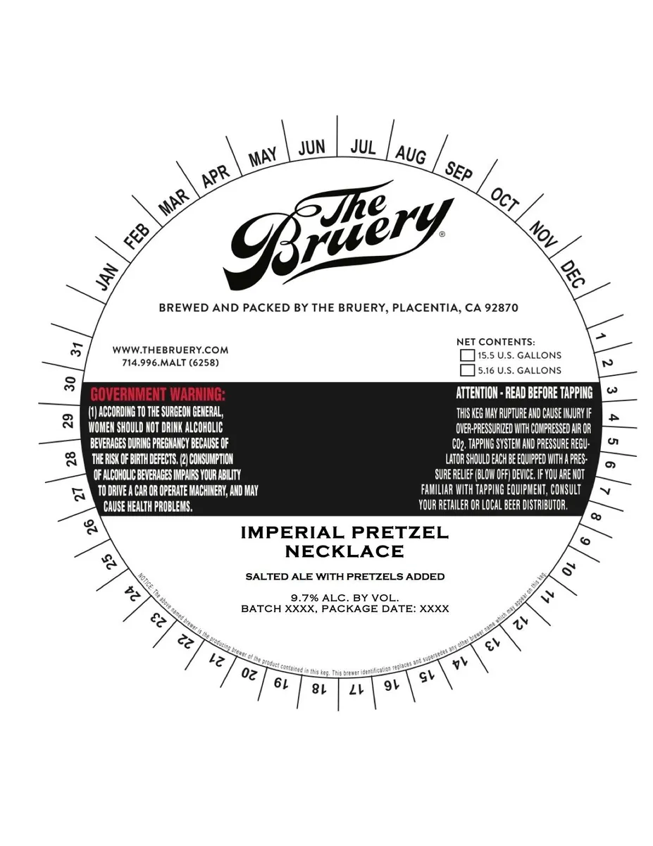 Imperial Pretzel Necklace — full label as filed with TTB
