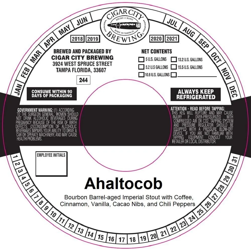 Ahaltocob — full label as filed with TTB
