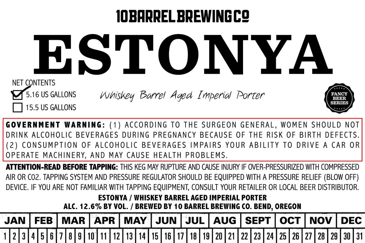 Estonya — full label as filed with TTB