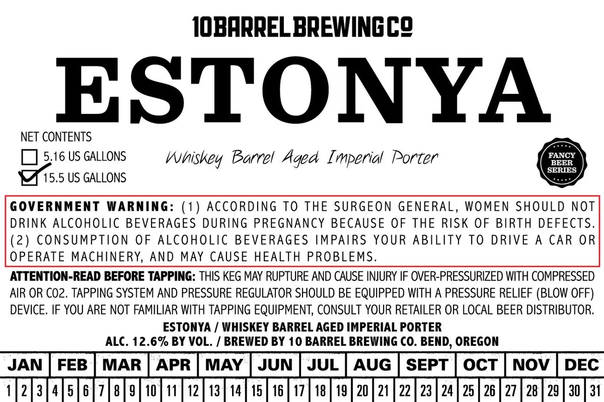 Estonya — full label as filed with TTB