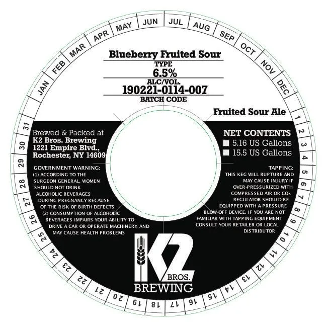 Blueberry Fruited Sour — full label as filed with TTB