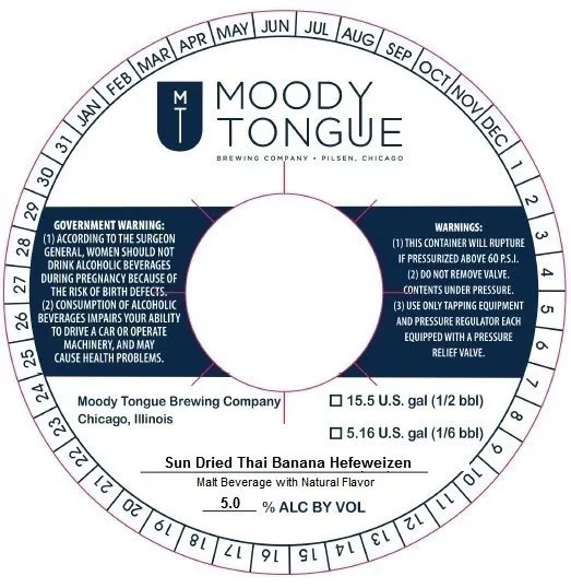 Sun Dried Thai Banana Hefeweizen — full label as filed with TTB