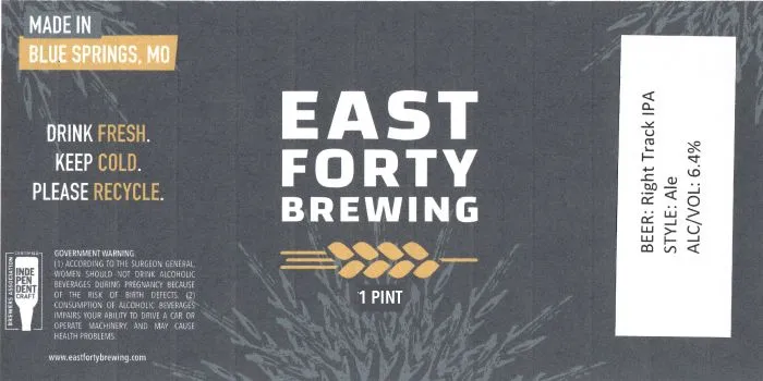 Right Track IPA — full label as filed with TTB