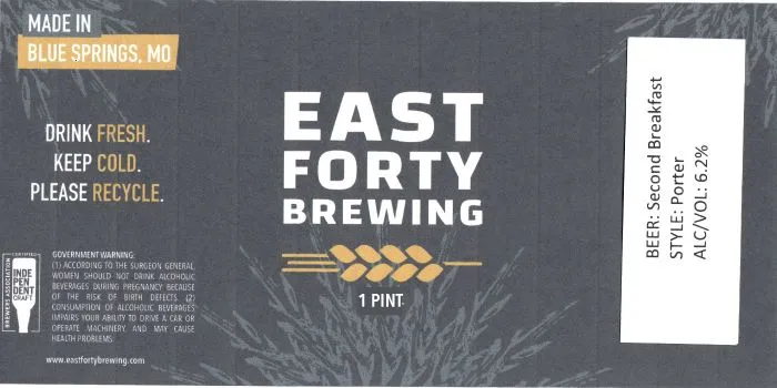 Second Breakfast Porter — full label as filed with TTB
