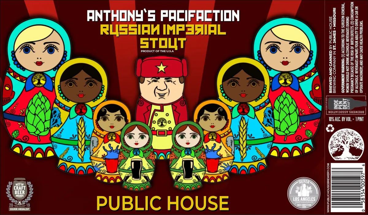 Anthony's Pacification Russian Imperial Stout — full label as filed with TTB