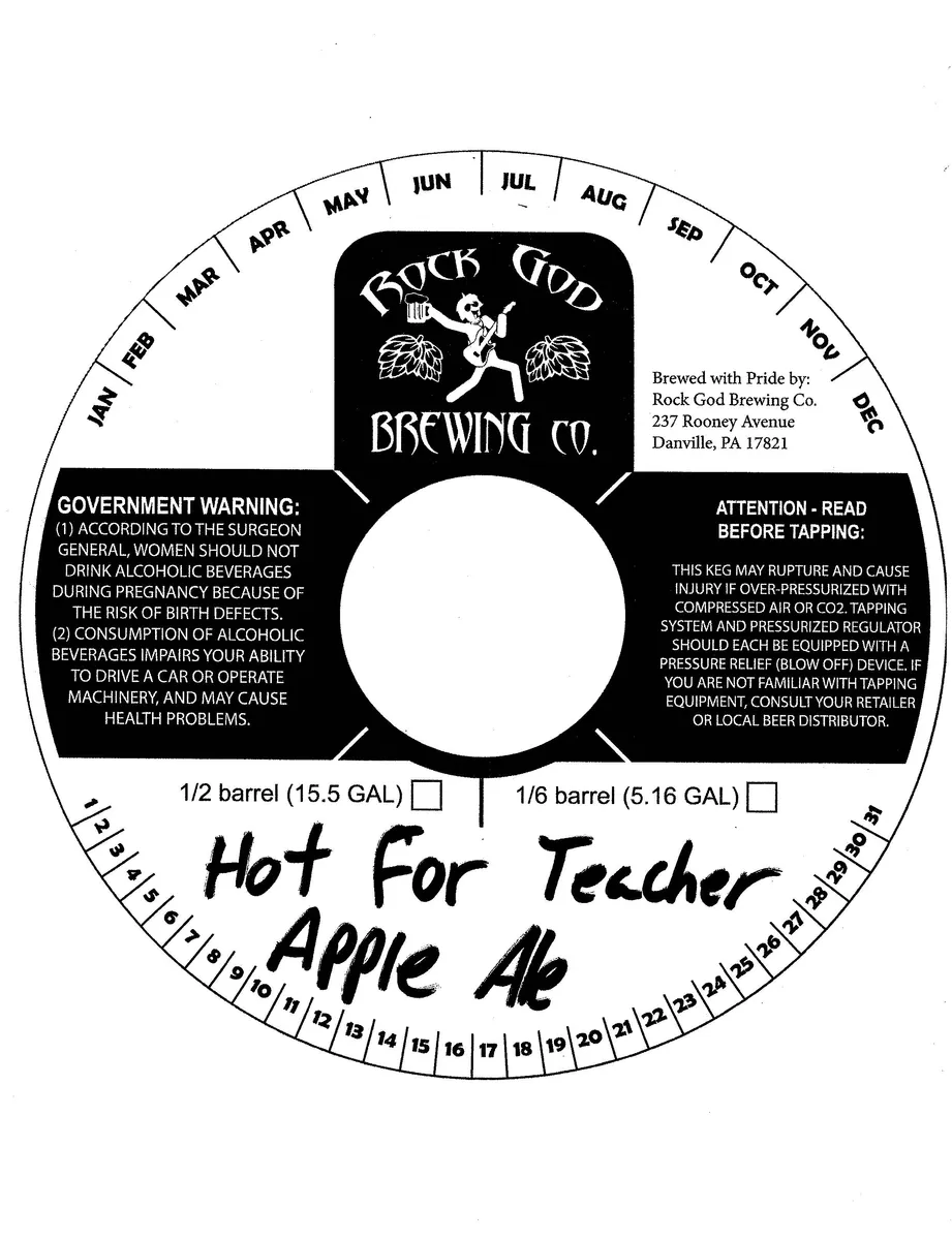 Hot For Teacher Apple Ale — full label as filed with TTB